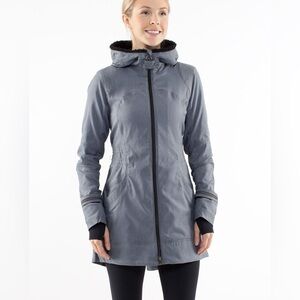 Women's Lululemon Apres Run Anorak Gray Heathered Herringbone Hooded Jacket 6